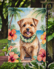 Load image into Gallery viewer, Norfolk Terrier Luau Garden Flag – Tropical Dog Decor with Hibiscus &amp; Palm Leaves