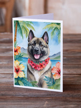 Load image into Gallery viewer, Norwegian Elkhound Luau Greeting Cards - Blank Note Cards – 8-Pack of Artist-Designed Cards with Envelopes