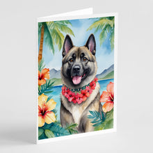 Load image into Gallery viewer, Norwegian Elkhound Luau Greeting Cards - Blank Note Cards – 8-Pack of Artist-Designed Cards with Envelopes