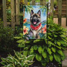 Load image into Gallery viewer, Norwegian Elkhound Luau Garden Flag – Tropical Dog Decor with Hibiscus &amp; Palm Leaves