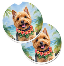 Load image into Gallery viewer, Norwich Terrier Luau Car Coasters – Set of 2 - Absorbent Stone with Fun &amp; Functional Artwork