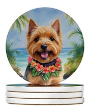 Load image into Gallery viewer, Norwich Terrier Luau Large Sandstone Coasters Pack of 4