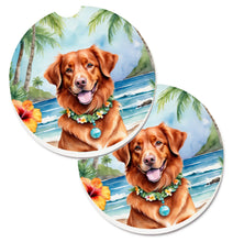Load image into Gallery viewer, Nova Scotia Duck Tolling Retriever Luau Car Coasters – Set of 2 - Absorbent Stone with Fun &amp; Functional Artwork