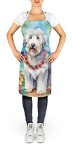 Load image into Gallery viewer, Old English Sheepdog Luau Apron – Artist-Designed Kitchen, BBQ &amp; Craft Apron