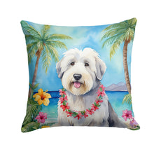 Load image into Gallery viewer, Old English Sheepdog Luau Throw Pillow - 14x14 Decorative Pillow – Art for Your Home &amp; Patio