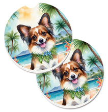 Load image into Gallery viewer, Papillon Luau Car Coasters – Set of 2 - Absorbent Stone with Fun &amp; Functional Artwork