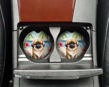 Load image into Gallery viewer, Pekingese Luau Car Coasters – Set of 2 - Absorbent Stone with Fun &amp; Functional Artwork