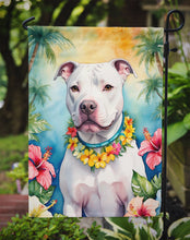 Load image into Gallery viewer, Pit Bull Terrier Luau Garden Flag – Tropical Dog Decor with Hibiscus &amp; Palm Leaves