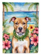 Load image into Gallery viewer, Pit Bull Terrier Luau Garden Flag – Tropical Dog Decor with Hibiscus &amp; Palm Leaves