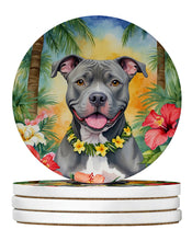 Load image into Gallery viewer, Pit Bull Terrier Luau Large Sandstone Coasters Pack of 4