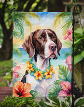 Load image into Gallery viewer, Pointer Luau Garden Flag – Tropical Dog Decor with Hibiscus &amp; Palm Leaves