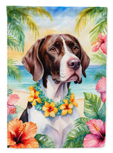 Load image into Gallery viewer, Pointer Luau Garden Flag – Tropical Dog Decor with Hibiscus &amp; Palm Leaves