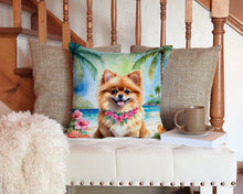 Load image into Gallery viewer, Pomeranian Luau Throw Pillow - 14x14 Decorative Pillow – Art for Your Home &amp; Patio