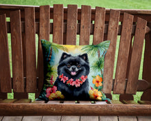 Load image into Gallery viewer, Pomeranian Luau Throw Pillow - 14x14 Decorative Pillow – Art for Your Home &amp; Patio