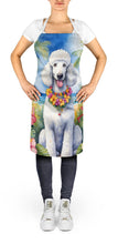 Load image into Gallery viewer, White Poodle Luau Apron – Artist-Designed Kitchen, BBQ &amp; Craft Apron