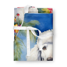 Load image into Gallery viewer, White Poodle Luau Apron – Artist-Designed Kitchen, BBQ &amp; Craft Apron