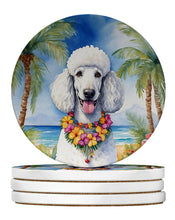 Load image into Gallery viewer, White Poodle Luau Large Sandstone Coasters Pack of 4