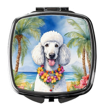 Load image into Gallery viewer, White Poodle Luau Compact Mirror – Stylish Purse Mirror with Artistic Covers
