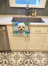 Load image into Gallery viewer, White Poodle Luau Kitchen Towel
