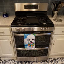 Load image into Gallery viewer, White Poodle Luau Kitchen Towel