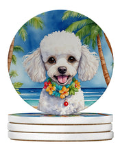 Load image into Gallery viewer, White Poodle Luau Large Sandstone Coasters Pack of 4