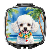 Load image into Gallery viewer, White Poodle Luau Compact Mirror – Stylish Purse Mirror with Artistic Covers