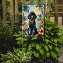 Load image into Gallery viewer, Black Poodle Luau Garden Flag – Tropical Dog Decor with Hibiscus &amp; Palm Leaves