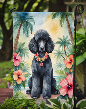 Load image into Gallery viewer, Black Poodle Luau Garden Flag – Tropical Dog Decor with Hibiscus &amp; Palm Leaves