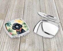 Load image into Gallery viewer, Black Poodle Luau Compact Mirror – Stylish Purse Mirror with Artistic Covers