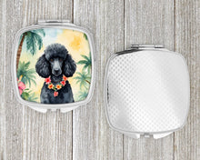 Load image into Gallery viewer, Black Poodle Luau Compact Mirror – Stylish Purse Mirror with Artistic Covers