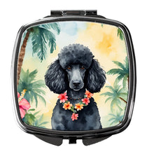 Load image into Gallery viewer, Black Poodle Luau Compact Mirror – Stylish Purse Mirror with Artistic Covers