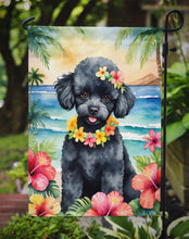 Load image into Gallery viewer, Black Poodle Luau Garden Flag – Tropical Dog Decor with Hibiscus &amp; Palm Leaves