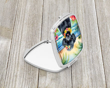 Load image into Gallery viewer, Black Poodle Luau Compact Mirror – Stylish Purse Mirror with Artistic Covers