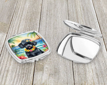 Load image into Gallery viewer, Black Poodle Luau Compact Mirror – Stylish Purse Mirror with Artistic Covers