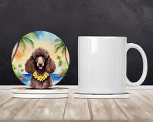 Load image into Gallery viewer, Chocolate Poodle Luau Large Sandstone Coasters Pack of 4