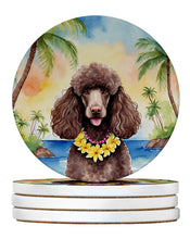 Load image into Gallery viewer, Chocolate Poodle Luau Large Sandstone Coasters Pack of 4