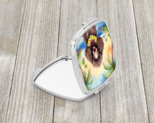 Load image into Gallery viewer, Chocolate Poodle Luau Compact Mirror – Stylish Purse Mirror with Artistic Covers