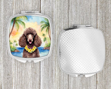 Load image into Gallery viewer, Chocolate Poodle Luau Compact Mirror – Stylish Purse Mirror with Artistic Covers