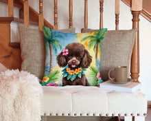 Load image into Gallery viewer, Chocolate Poodle Luau Throw Pillow - 14x14 Decorative Pillow – Art for Your Home &amp; Patio