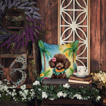 Load image into Gallery viewer, Chocolate Poodle Luau Throw Pillow - 14x14 Decorative Pillow – Art for Your Home &amp; Patio