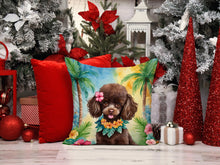 Load image into Gallery viewer, Chocolate Poodle Luau Throw Pillow - 14x14 Decorative Pillow – Art for Your Home &amp; Patio