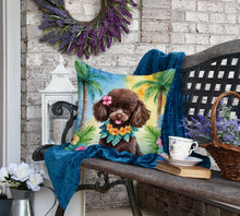 Load image into Gallery viewer, Chocolate Poodle Luau Throw Pillow