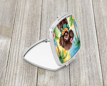 Load image into Gallery viewer, Chocolate Poodle Luau Compact Mirror – Stylish Purse Mirror with Artistic Covers