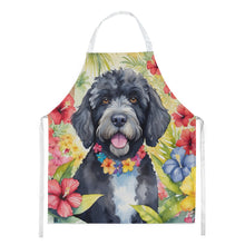 Load image into Gallery viewer, Portuguese Water Dog Luau Apron – Artist-Designed Kitchen, BBQ &amp; Craft Apron