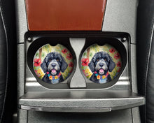 Load image into Gallery viewer, Portuguese Water Dog Luau Car Coasters – Set of 2 - Absorbent Stone with Fun &amp; Functional Artwork
