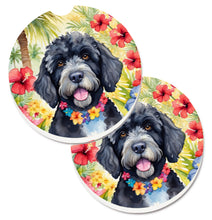 Load image into Gallery viewer, Portuguese Water Dog Luau Car Coasters – Set of 2 - Absorbent Stone with Fun &amp; Functional Artwork