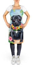Load image into Gallery viewer, Black Pug Luau Apron – Artist-Designed Kitchen, BBQ &amp; Craft Apron