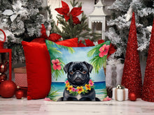 Load image into Gallery viewer, Black Pug Luau Throw Pillow - 14x14 Decorative Pillow – Art for Your Home &amp; Patio