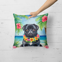 Load image into Gallery viewer, Black Pug Luau Throw Pillow