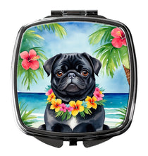Load image into Gallery viewer, Black Pug Luau Compact Mirror – Stylish Purse Mirror with Artistic Covers